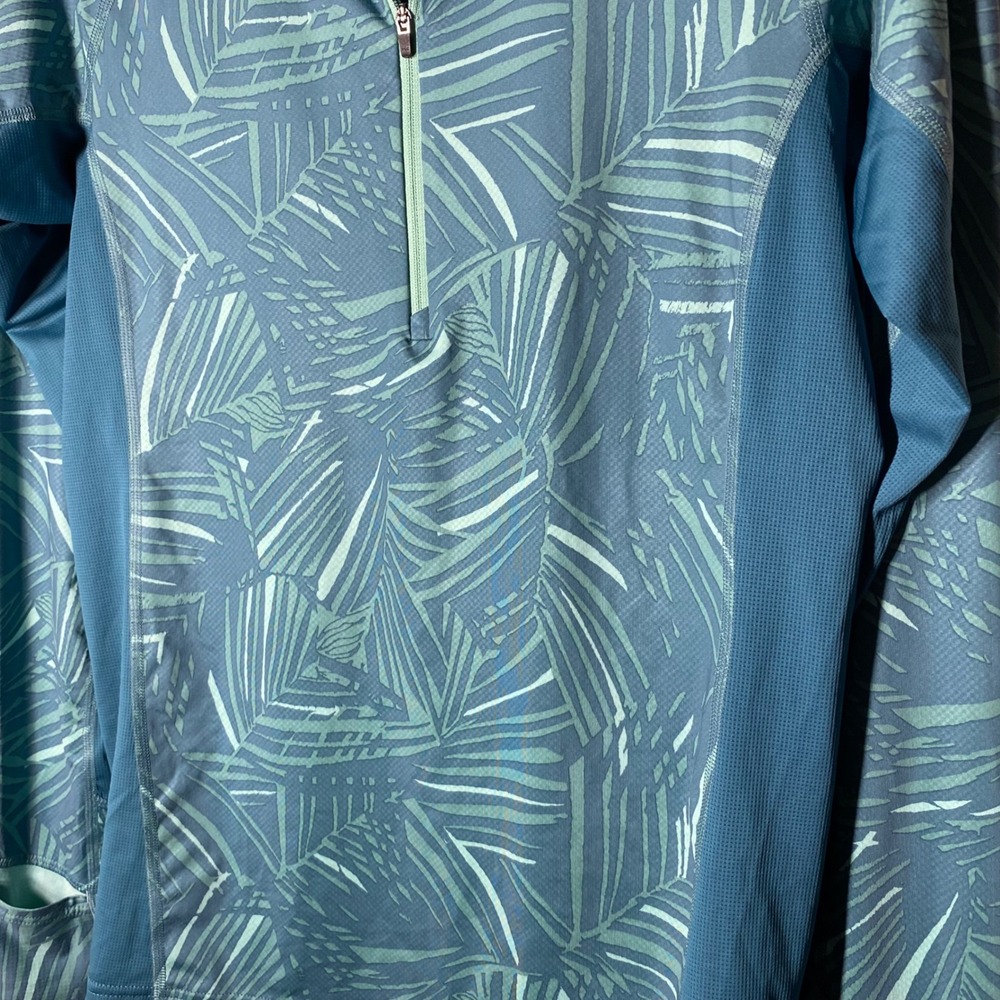 Patagonia Womens Capilene Midweight 1/4 Zip Pullover Teal Palm Print Size M - Picture 3 of 10